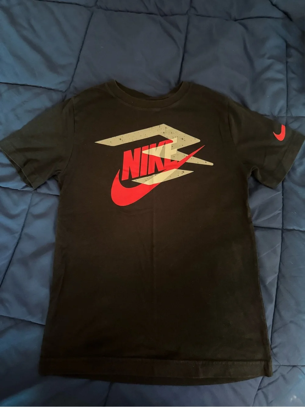 Nike Black Short-Sleeve Tee with Red and Cream Logo